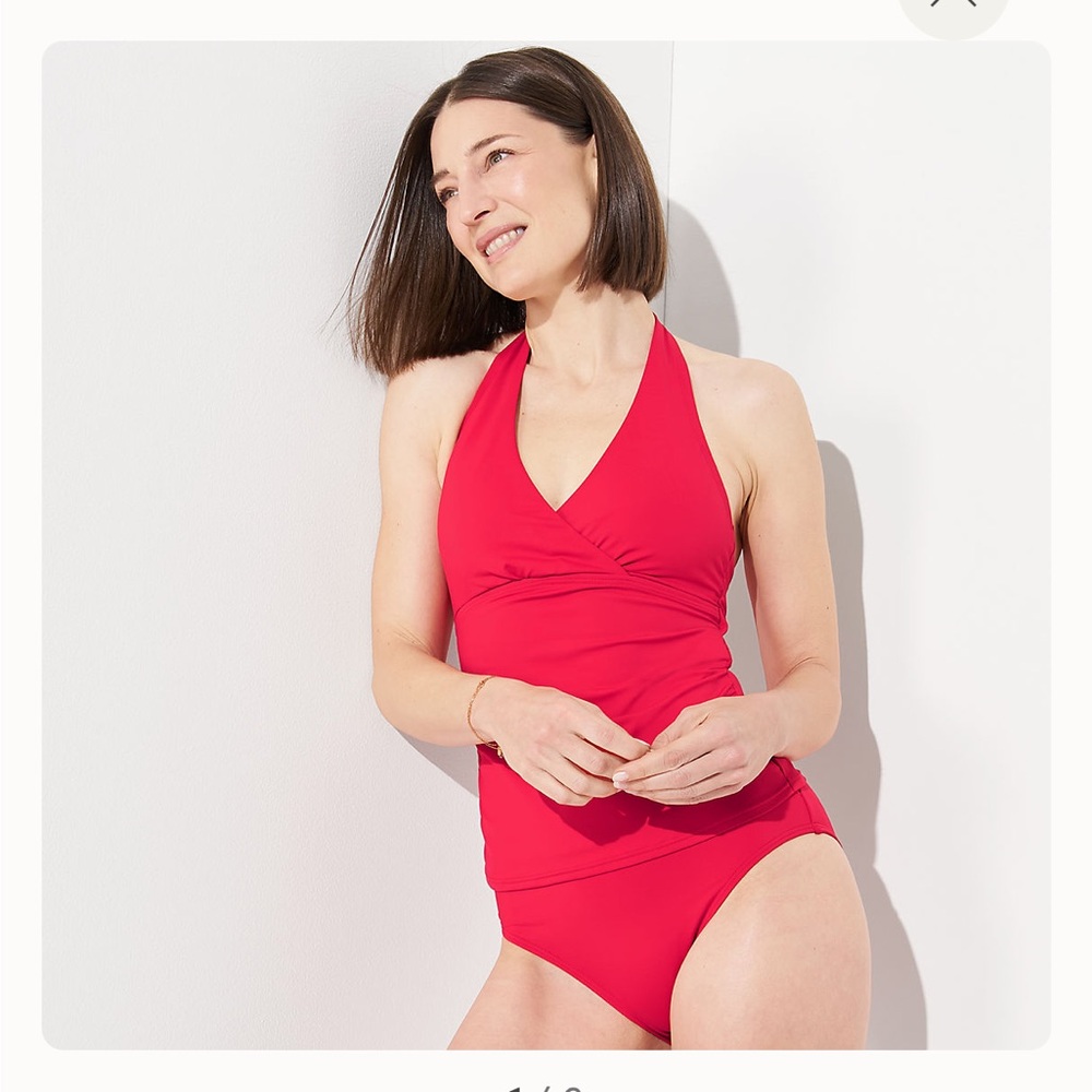 Chlorine Resistant Halter Tankini Swimsuit Top & High Leg High Waisted Bottoms